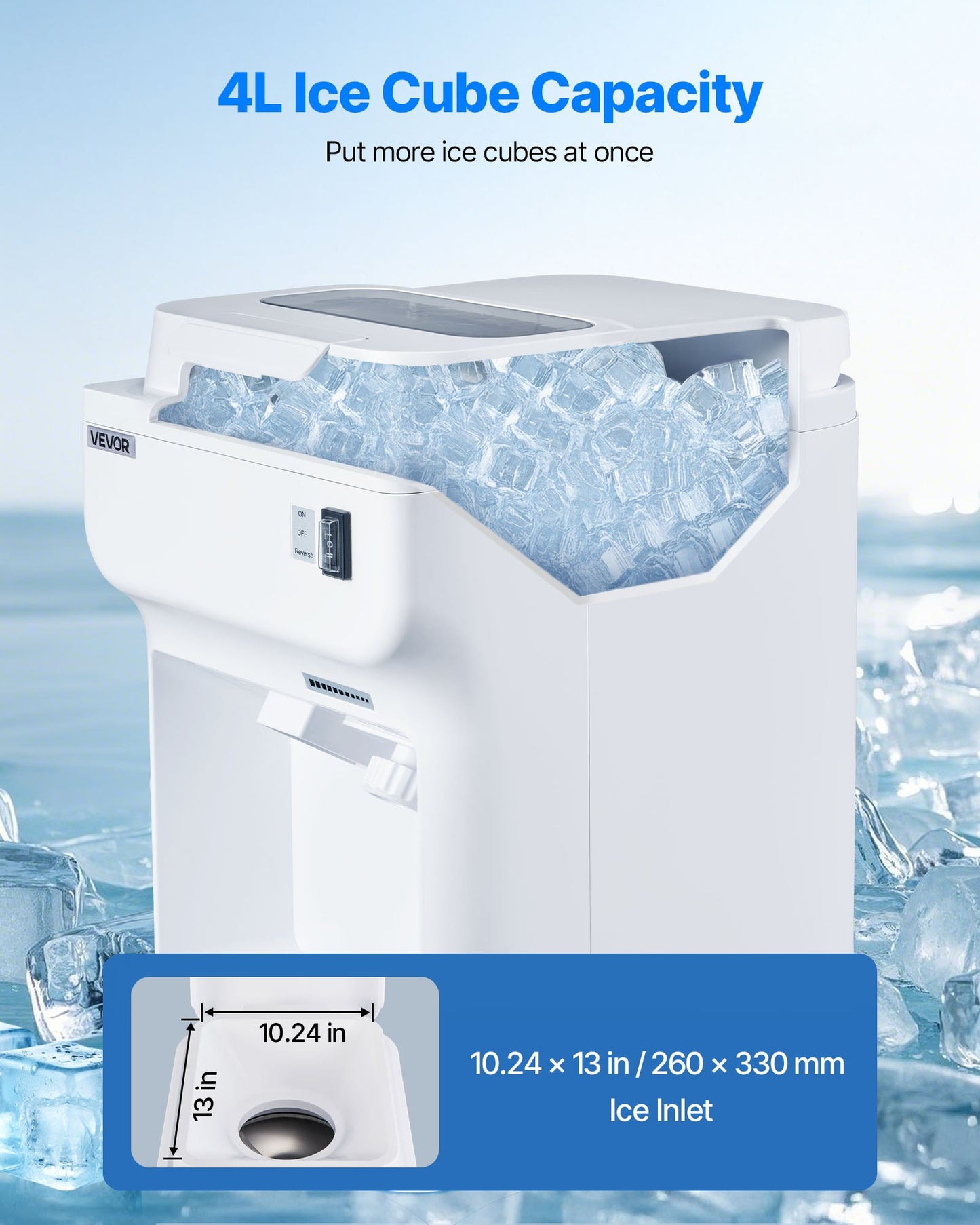 Commercial Ice Shaver 220LBS/H Electric Snow Cone Maker Ice Crusher White